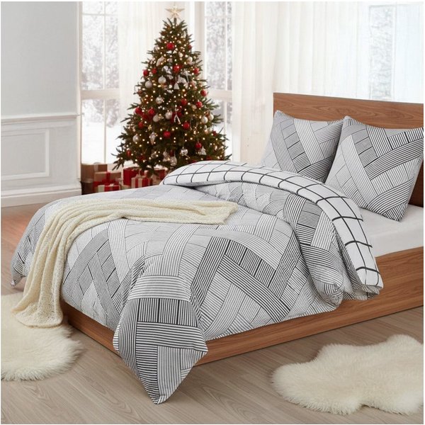 Buymax Bettwäsche, Biber, 3 teilig, 200x200 cm Flanell 100% Baumwolle Winterbettwäsche mit Reißverschluss