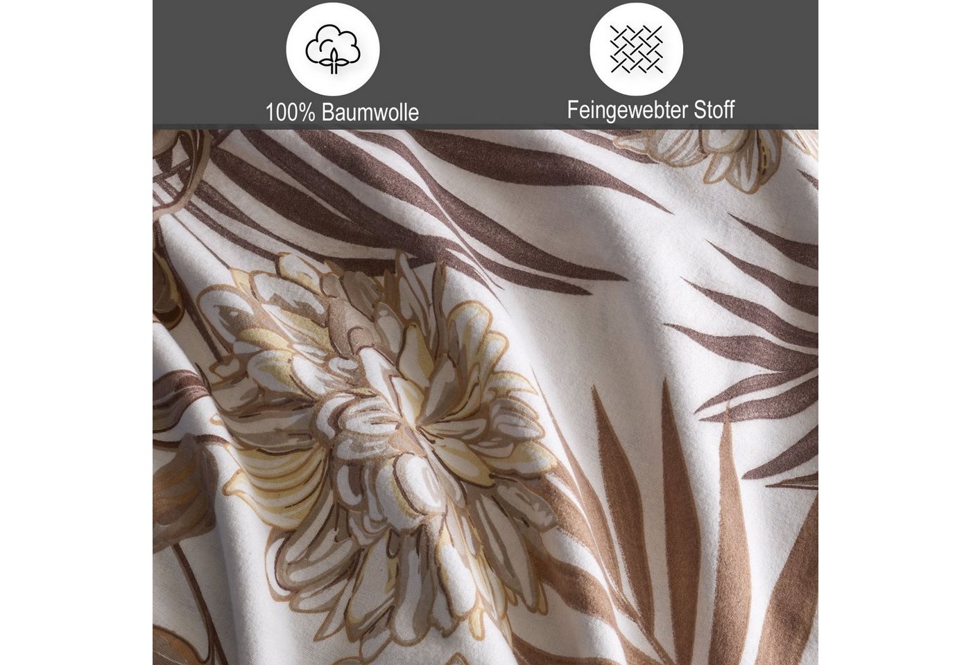 Buymax Bettwäsche, Biber, 3 teilig, 200x200 cm Flanell 100% Baumwolle Winterbettwäsche mit Reißverschluss – Bild 3 von 5