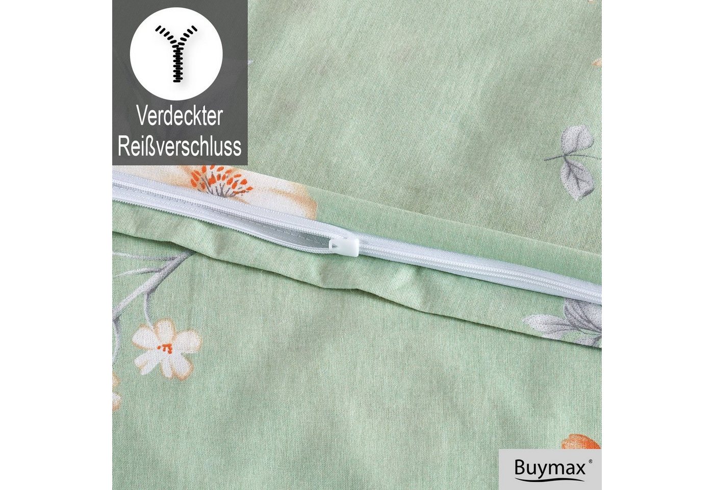 Buymax Bettwäsche Adalia, Aria, Renforcé, 100% Baumwolle, Renforcé, 4 teilig, Bettbezug-Set 155x220 cm 100% Baumwolle mit Reißverschluss hochwertig – Bild 4 von 4