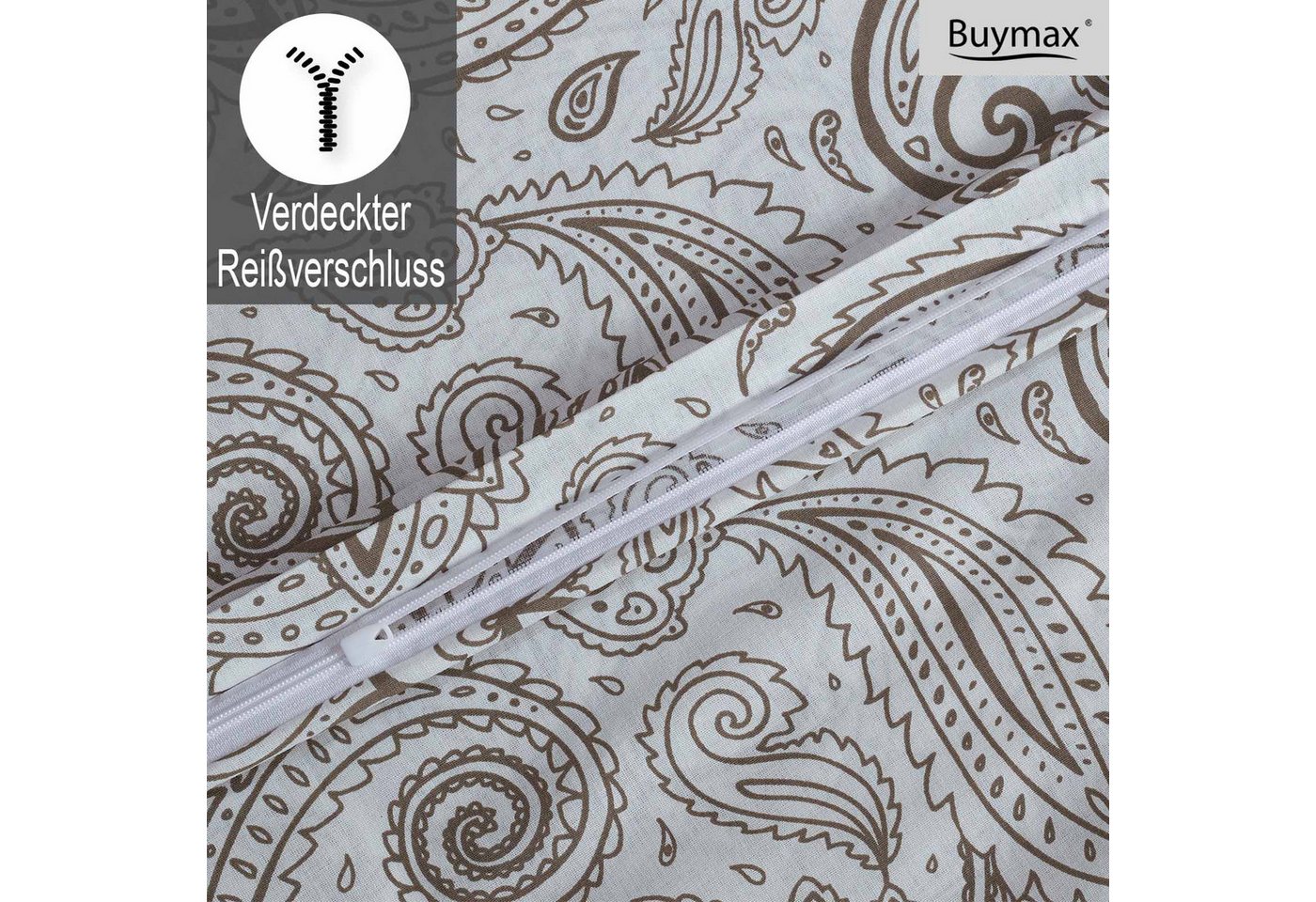 Buymax Bettwäsche Adalia, Aria, Renforcé, 100% Baumwolle, Renforcé, 2 teilig, Bettbezug-Set 135x200 cm 100% Baumwolle Reißverschluss Blumen Weiß – Bild 4 von 5