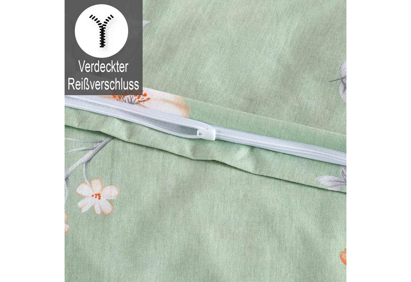 Buymax Bettwäsche Adalia, Aria, Renforcé, 100% Baumwolle, Renforcé, 3 teilig, Bettbezug-Set 200x200 cm 100% Baumwolle mit Reißverschluss hochwertig – Bild 4 von 5