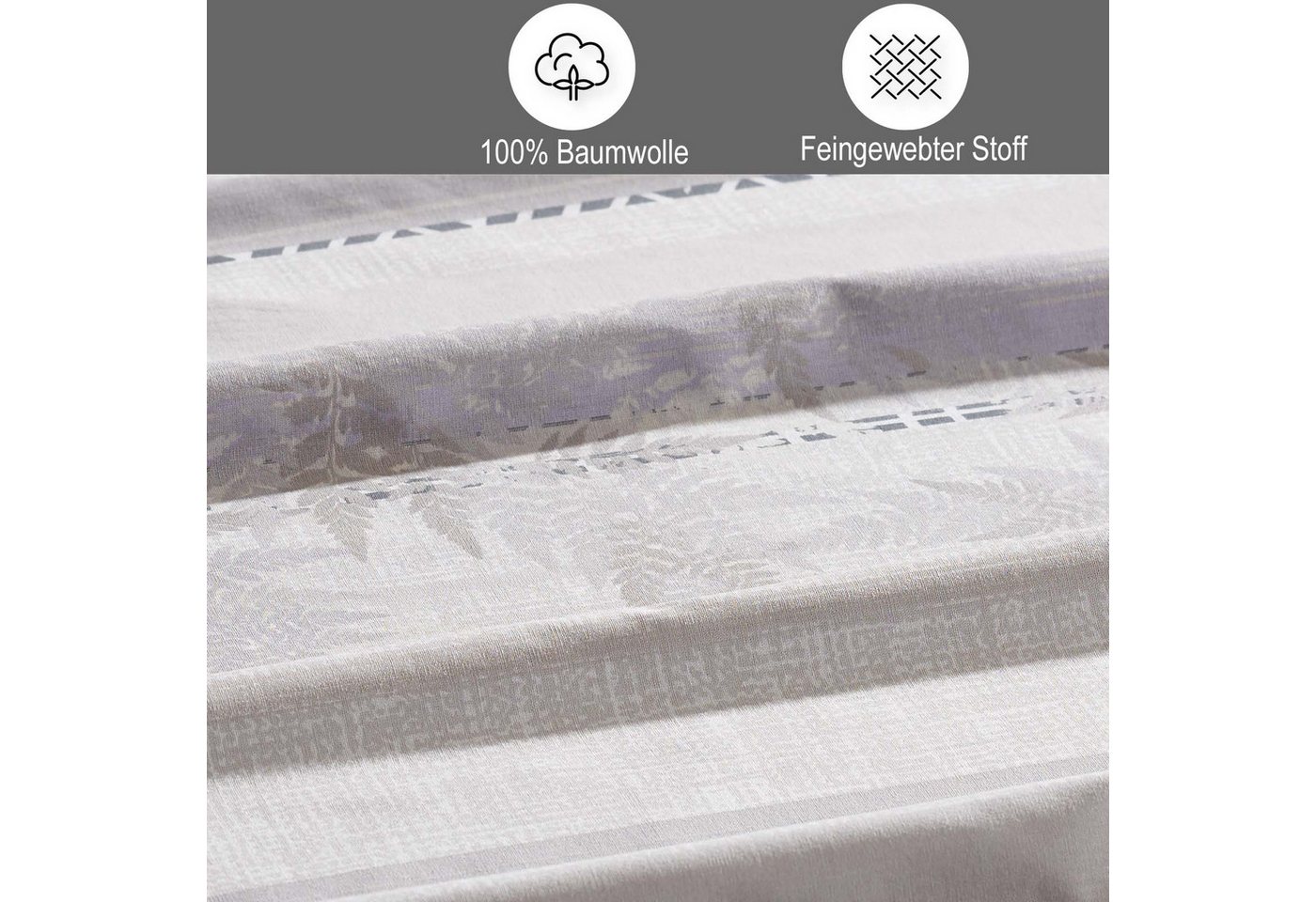 Buymax Bettwäsche Alandra Renforcé, 100% Baumwolle, Renforcé, 2 teilig, Bettbezug-Set 100% Baumwolle 155x220 cm Reißverschluss gestreift Lila – Bild 3 von 5
