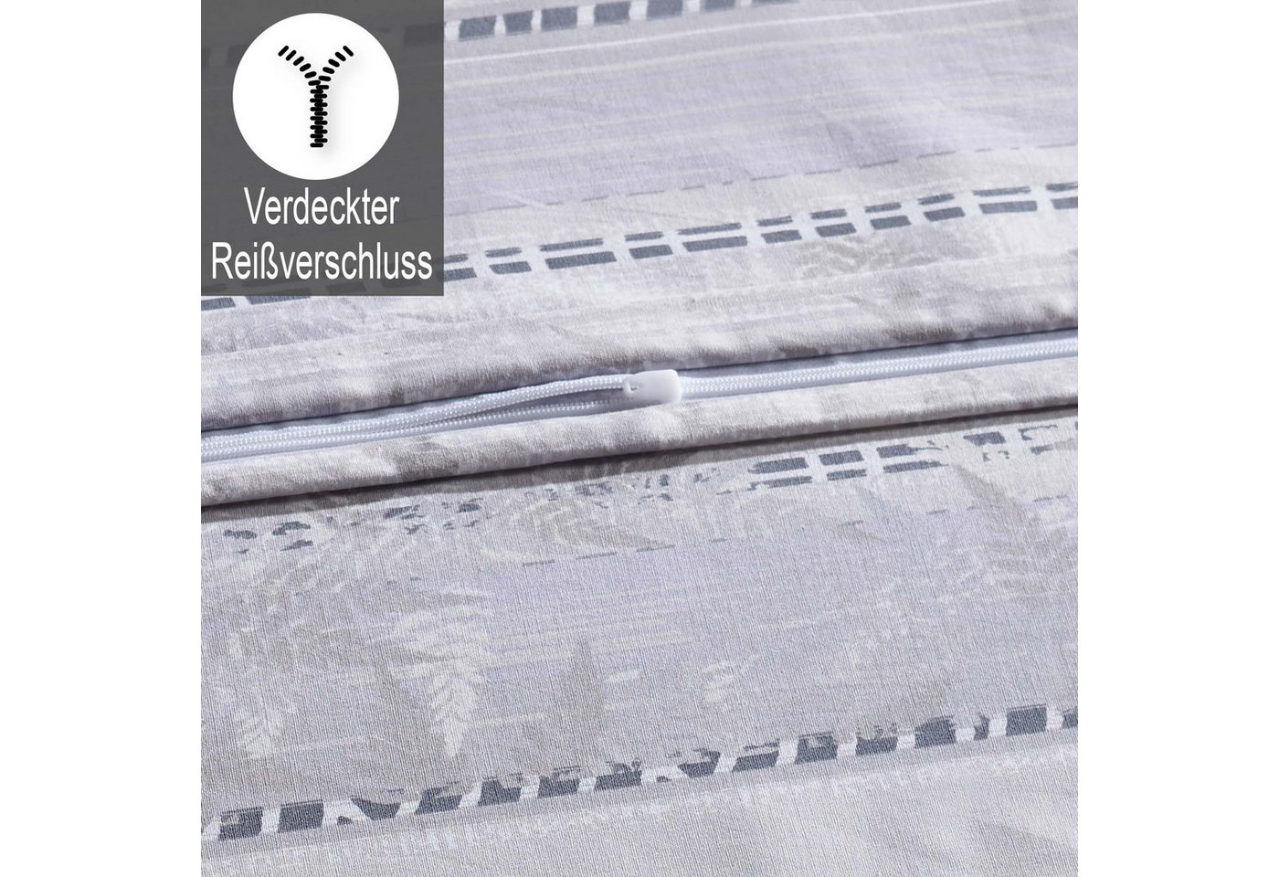 Buymax Bettwäsche Alandra Renforcé, 100% Baumwolle, Renforcé, 2 teilig, Bettbezug-Set 100% Baumwolle 155x220 cm Reißverschluss gestreift Lila – Bild 4 von 5