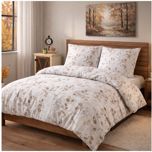 Buymax Bettwäsche Almira, 100% Baumwolle, Biber, 3 teilig, Bettwäsche-Set Bett- und Kopfkissenbezug mit Reißverschluss 200x200 cm