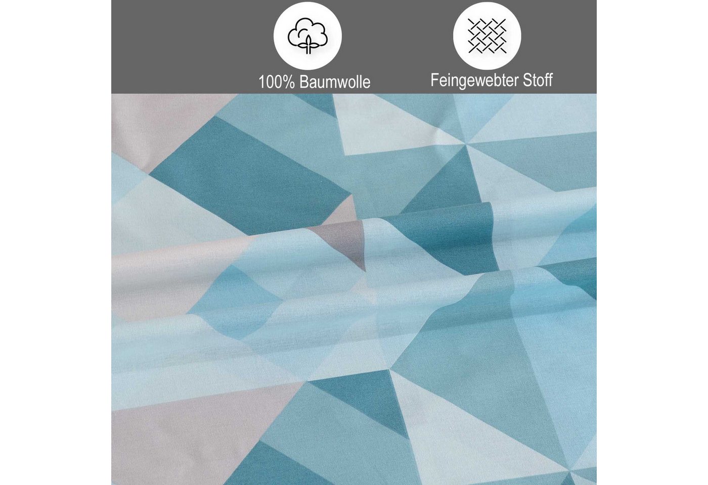 Buymax Bettwäsche Almira, 100% Baumwolle, Renforcé, 3 teilig, Premium 100% Baumwolle Bettbezug-Set 200x220 cm mit Reißverschluss – Bild 3 von 5