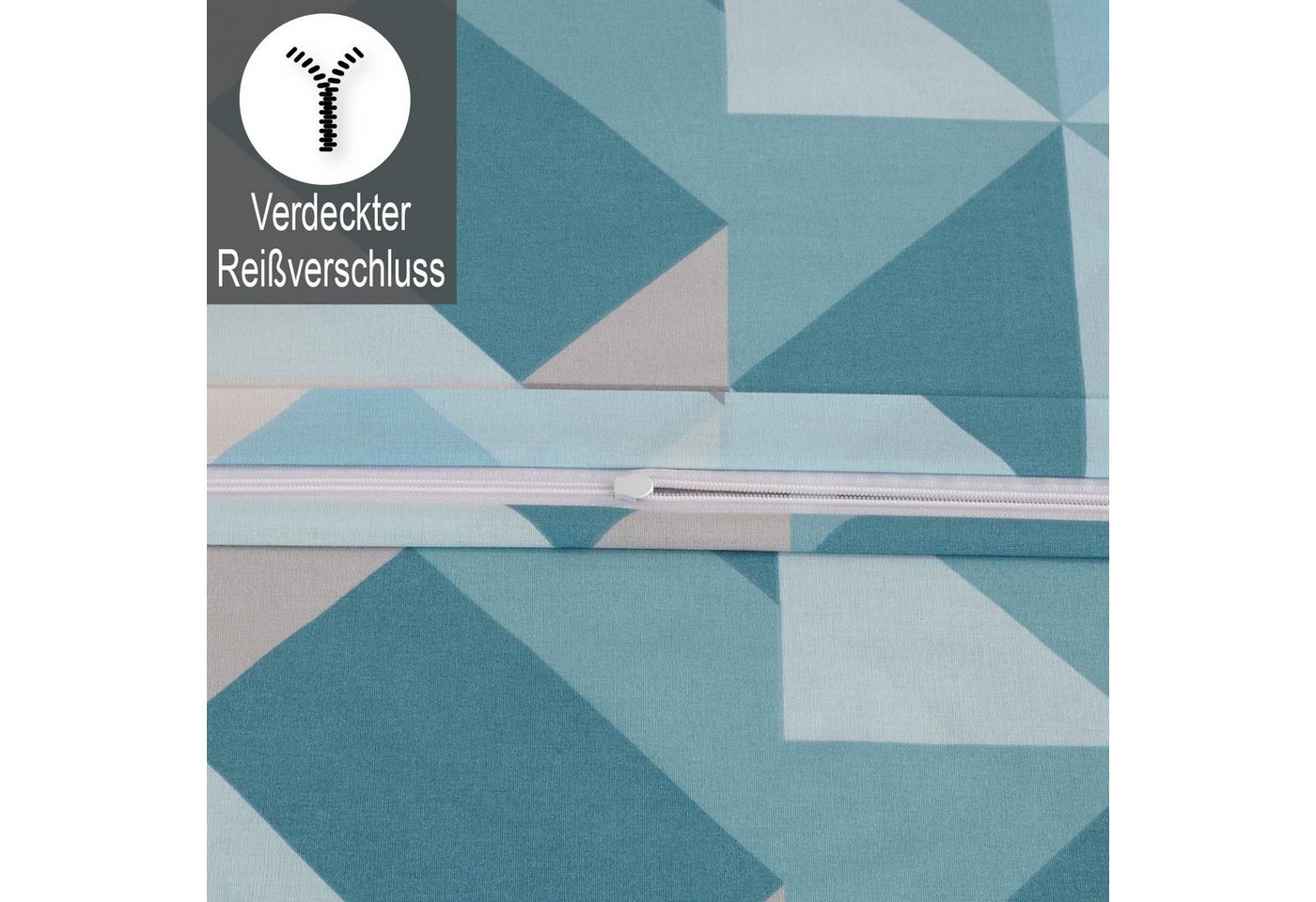 Buymax Bettwäsche Almira, 100% Baumwolle, Renforcé, 3 teilig, Premium 100% Baumwolle Bettbezug-Set 200x220 cm mit Reißverschluss – Bild 4 von 5