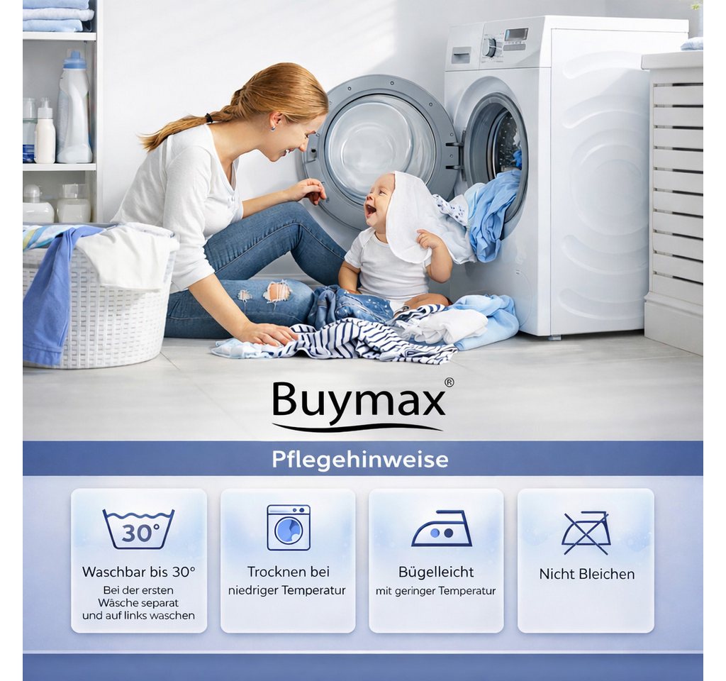 Buymax Bettwäsche Almira, 100% Baumwolle, Biber, 3 teilig, Bettwäsche-Set Bett- und Kopfkissenbezug mit Reißverschluss 200x220 cm – Bild 5 von 5