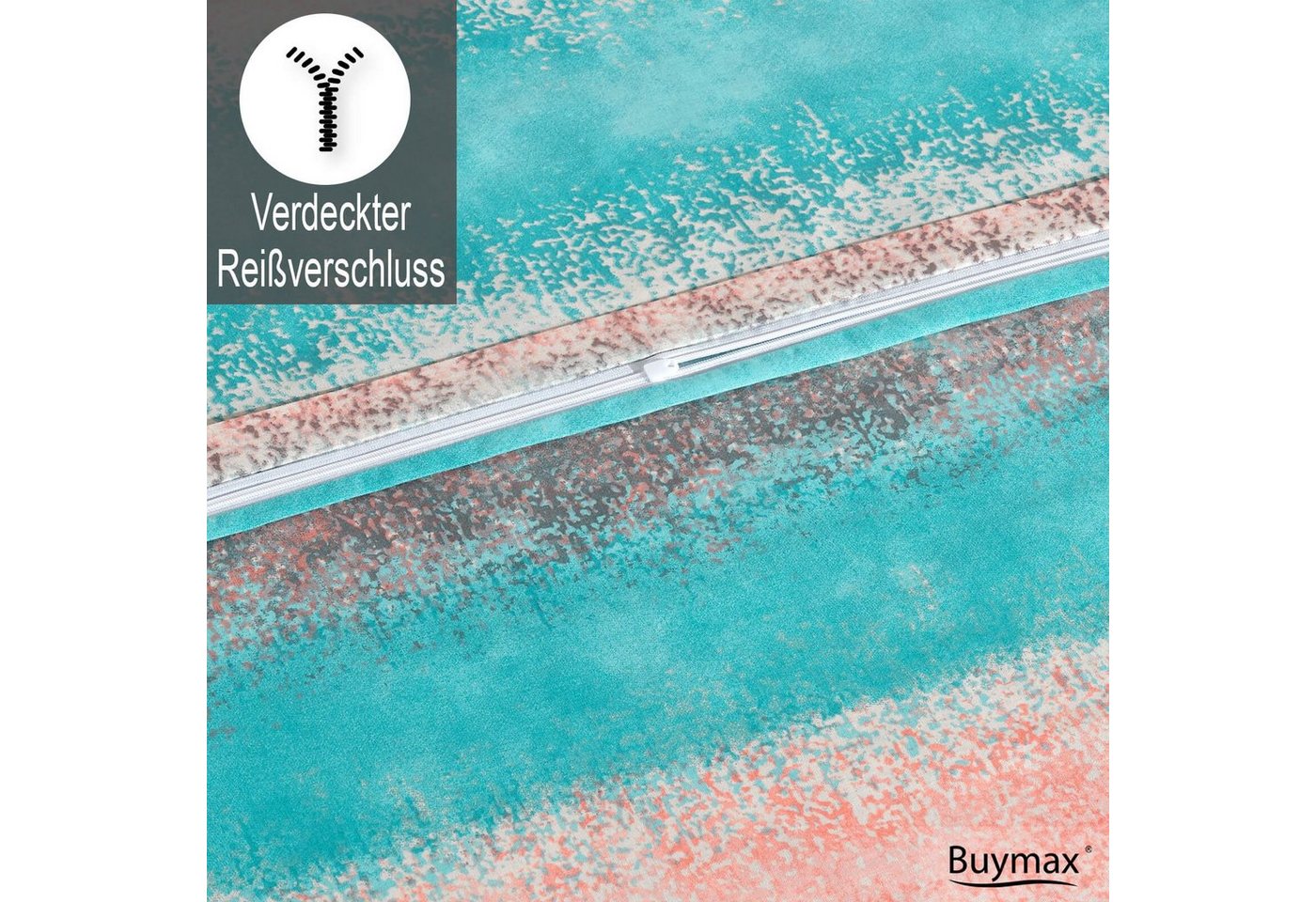 Buymax Bettwäsche Belissim, Renforcé, 100% Baumwolle, Renforce: 100% Baumwolle, 3 teilig, 200x200 cm, mit Reißverschluss, Streifen, gestreift, Rose-Türkis – Bild 4 von 5