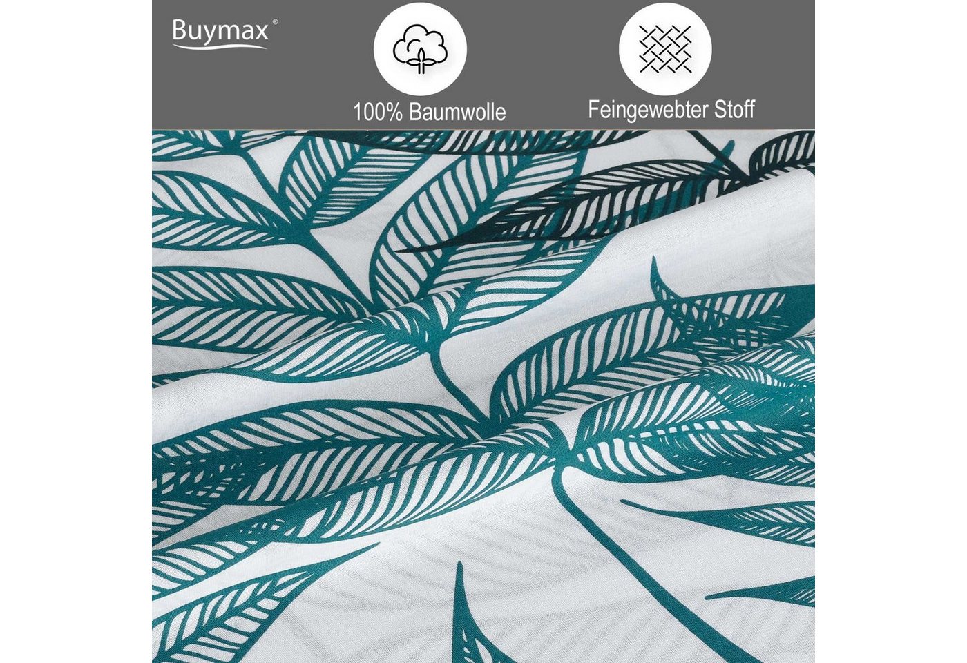 Buymax Bettwäsche Bettbezug-Set Amazon, Renforcé, 2 teilig, Qualität 100% Baumwolle Bettwäsche-Set 135x200 cm mit Reißverschluss – Bild 3 von 5