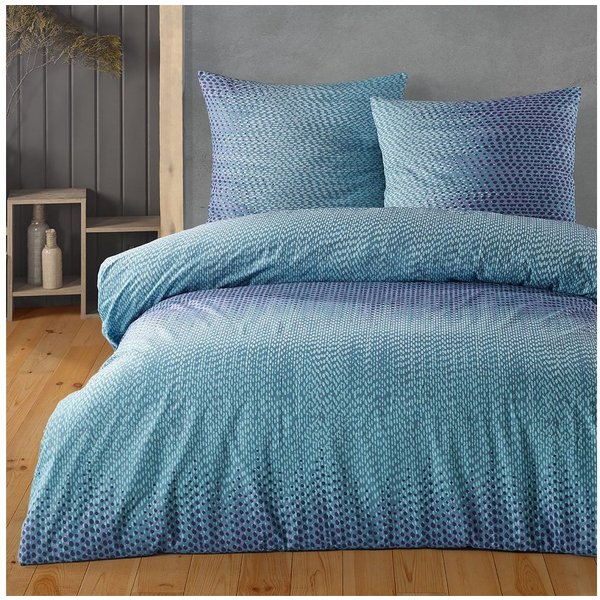 Buymax Bettwäsche Debora, Renforcé, 100% Baumwolle, Renforce: 100% Baumwolle, 3 teilig, Bettwäsche-Set, 200x200 cm, mit Reißverschluss, Blau