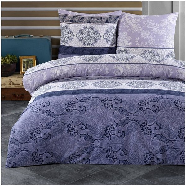 Buymax Bettwäsche Elada, Renforcé, 100% Baumwolle, Renforcé: 100% Baumwolle, 3 teilig, 200x220 cm, elegant, mit Reißverschluss, Bettwäsche-Set, Flieder Lila