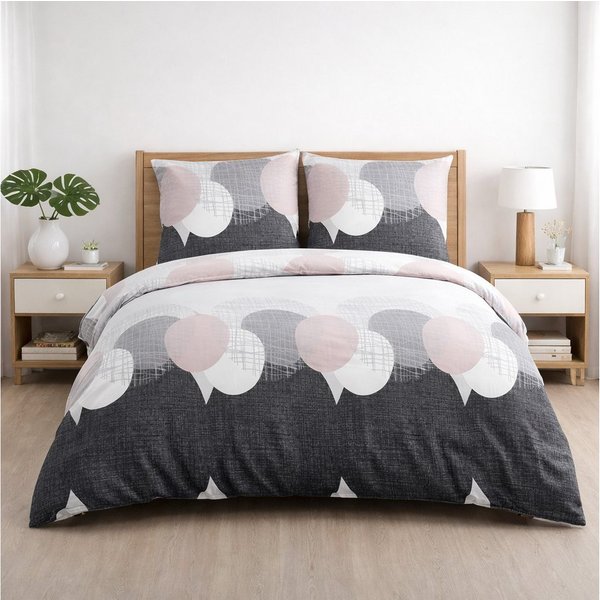 Buymax Bettwäsche Jadore, Renforcé, 100% Baumwolle, Renforce, 3 teilig, Bettbezug-Set 200x220 cm 100% Baumwolle Reißverschluss Grau Anthrazit