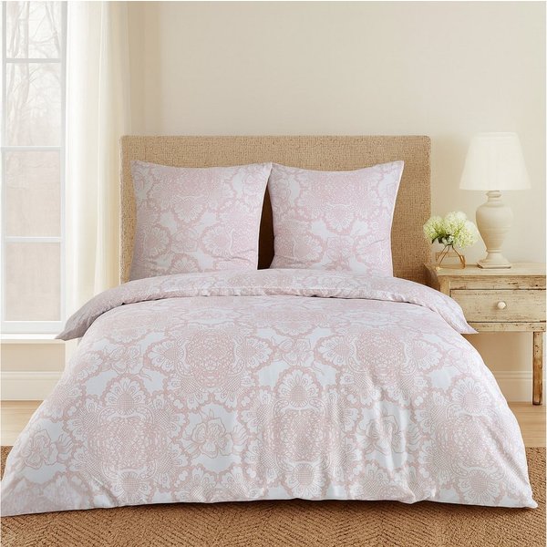 Buymax Bettwäsche Lisle, Renforcé, 100% Baumwolle, Renforcé, 3 teilig, Bettbezug-Set 200x220 cm 100% Baumwolle Reißverschluss Altrosa Weiß