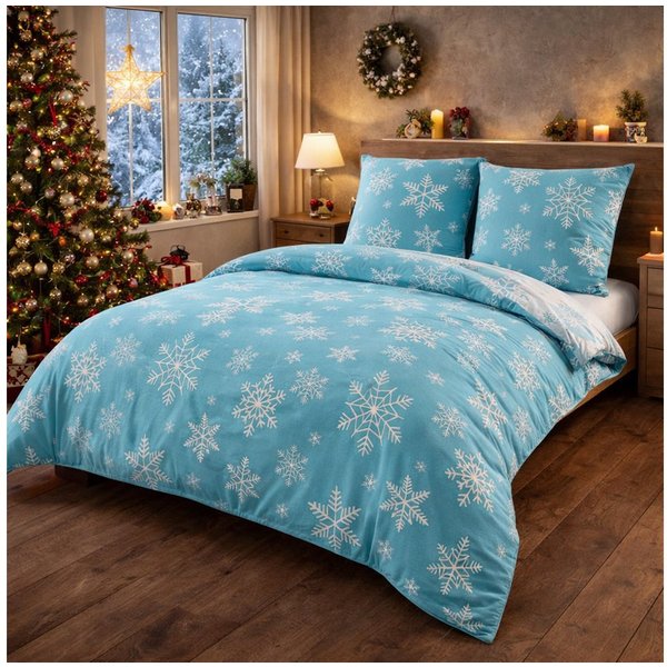 Buymax Bettwäsche, Biber, 3 teilig, 200x220 cm Flanell 100% Baumwolle Winterbettwäsche mit Reißverschluss