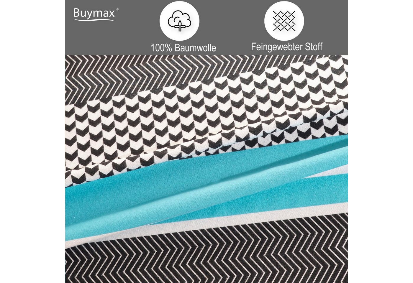 Buymax Bettwäsche, Biber, 3 teilig, 200x220 cm Flanell 100% Baumwolle Winterbettwäsche mit Reißverschluss – Bild 3 von 5