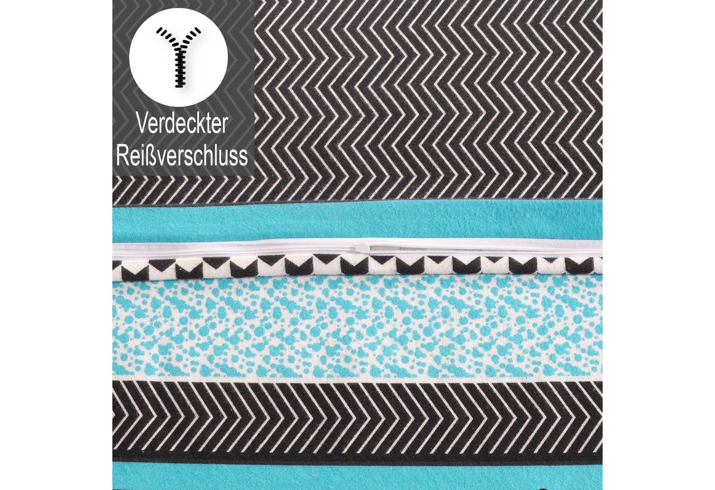 Buymax Bettwäsche, Biber, 3 teilig, 200x220 cm Flanell 100% Baumwolle Winterbettwäsche mit Reißverschluss – Bild 4 von 5