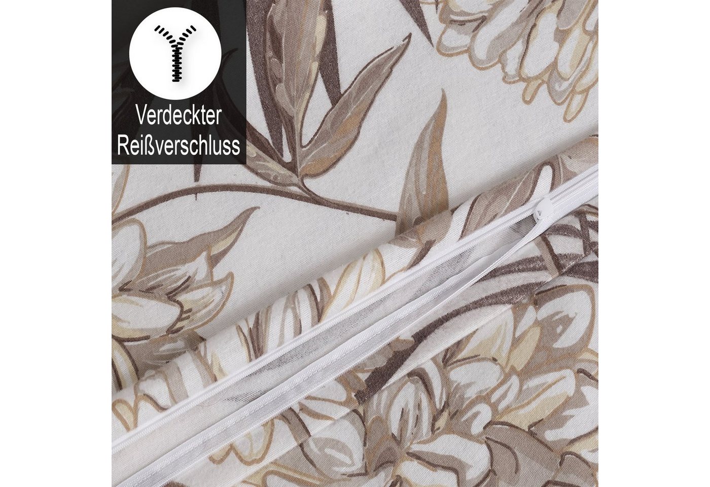 Buymax Bettwäsche, Biber, 3 teilig, 200x220 cm Flanell 100% Baumwolle Winterbettwäsche mit Reißverschluss – Bild 4 von 5