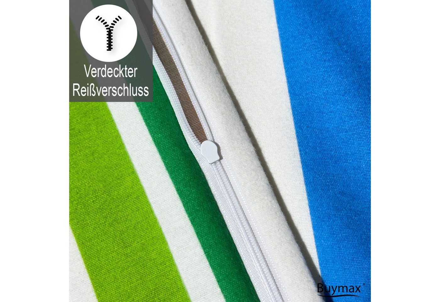 Buymax Bettwäsche Regenbogen, Rainbow 100% Baumwolle, Biber, 2 teilig, 155x220 cm Flanell 100% Baumwolle Winterbettwäsche mit Reißverschluss – Bild 4 von 5