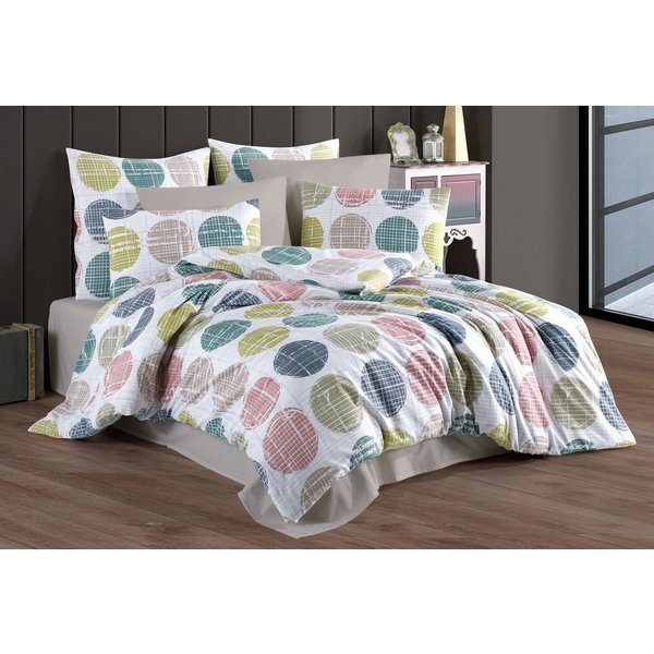 Buymax Bettwäsche Sueno, Renforce: 100% Baumwolle, 3 teilig, 200x200 cm, Bettbezug-Set, mit Reißverschluss, Weiß Bunt