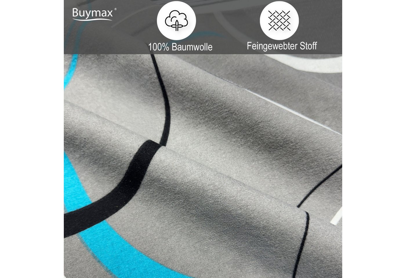 Buymax Bettwäsche Wave, Renforcé, 100% Baumwolle, Biber, 3 teilig, 100% Baumwolle – Bild 3 von 5
