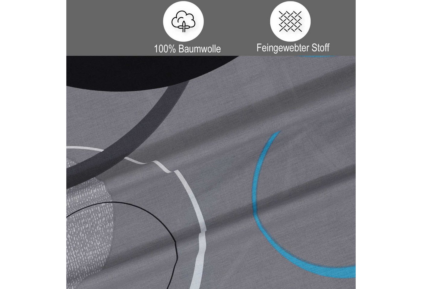 Buymax Bettwäsche Wave, Renforcé, 100% Baumwolle, Renforcé, 3 teilig, 100% Baumwolle – Bild 3 von 5