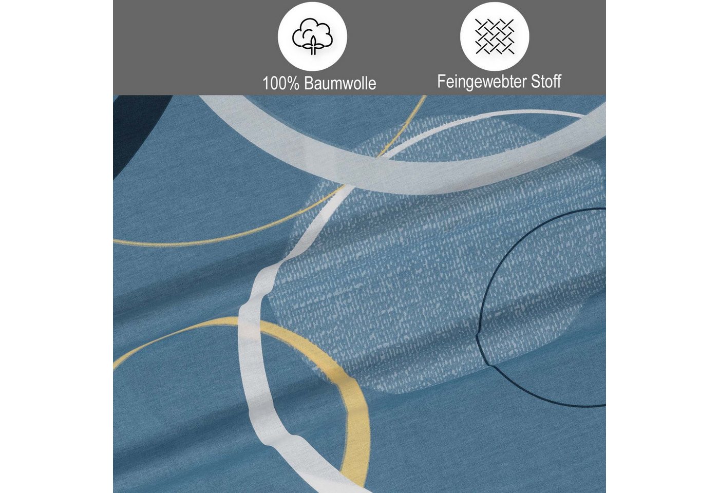 Buymax Bettwäsche Wave, Renforcé, 100% Baumwolle, Renforcé, 3 teilig, 100% Baumwolle – Bild 4 von 5