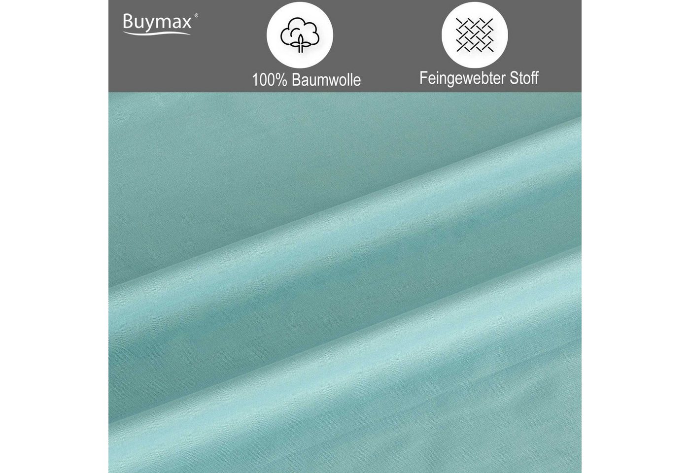 Buymax Bettwäsche Wendebettwäsche, Renforcé, 3 teilig, Premium 100% Baumwolle Bettbezug-Set 200x220 cm mit Reißverschluss – Bild 3 von 5