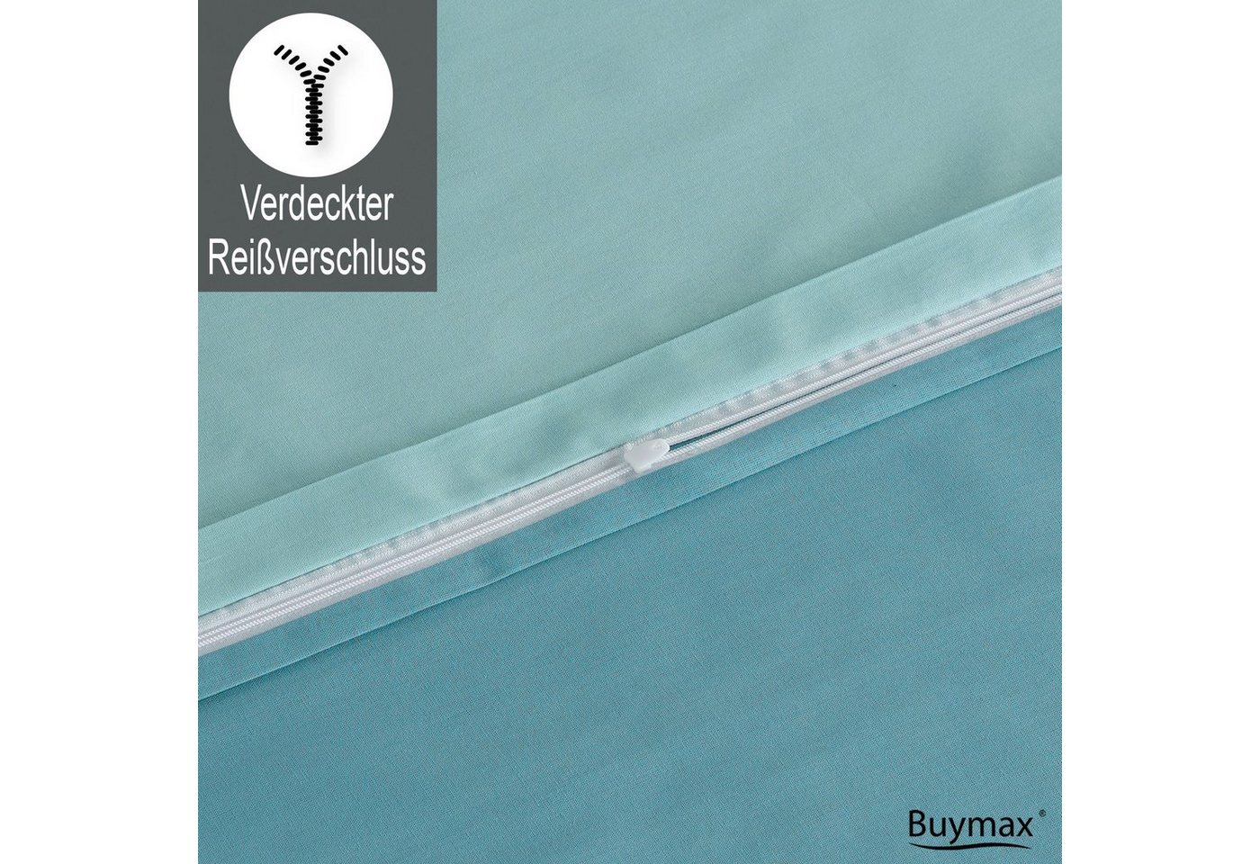 Buymax Bettwäsche Wendebettwäsche, Renforcé, 3 teilig, Premium 100% Baumwolle Bettbezug-Set 200x220 cm mit Reißverschluss – Bild 4 von 5