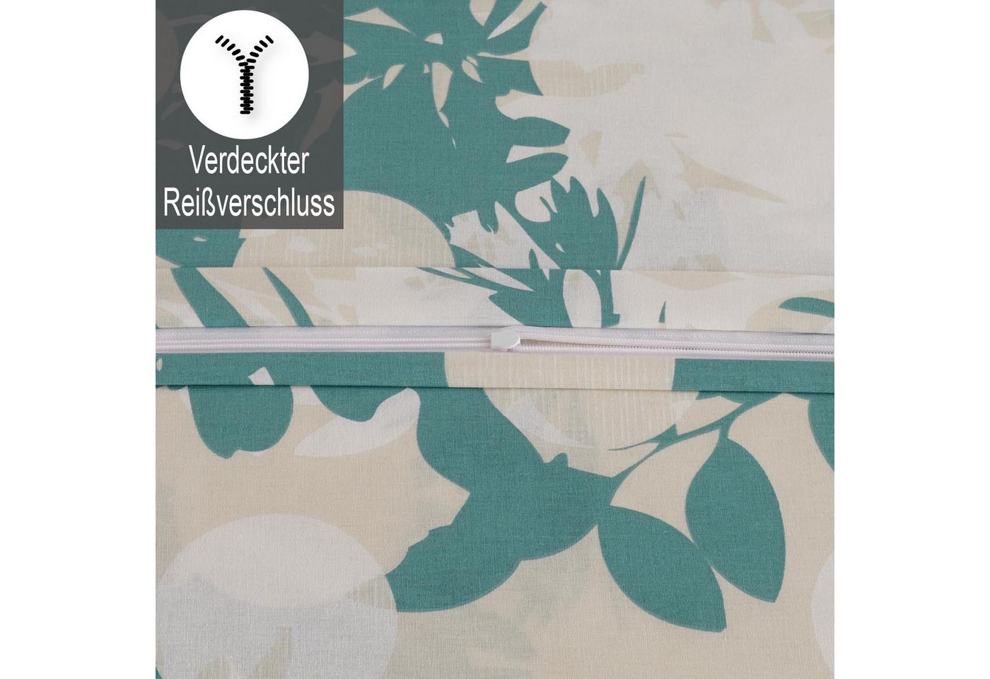Buymax Bettwäsche Willow, Renforcé, 100% Baumwolle, Renforcé: 100% Baumwolle, 2 teilig, Premium 100% Baumwolle Bettbezug-Set 135x200 cm mit Reißverschluss – Bild 4 von 5