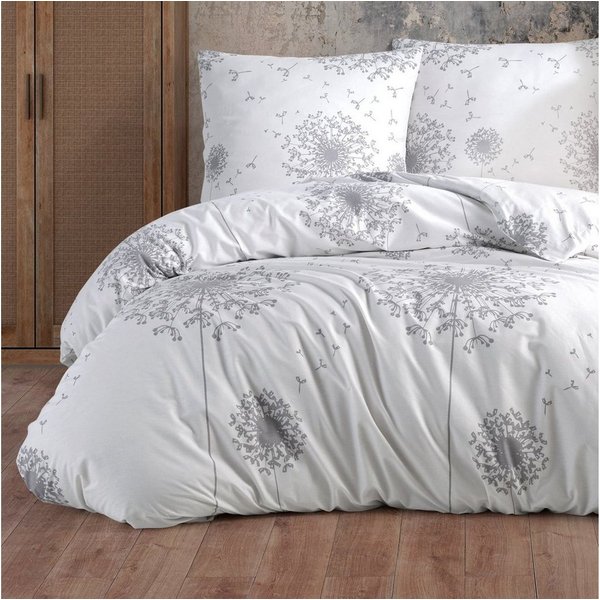 Buymax Bettwäsche Willow, Renforcé, 100% Baumwolle, Renforcé: 100% Baumwolle, 4 teilig, 135x200 cm, Bettbezug-Set mit Reißverschluss Blumen Blätter, Weiß Grau