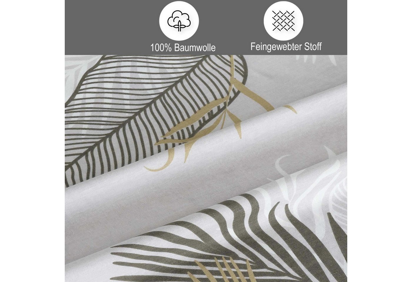 Buymax Bettwäsche Willow, Renforcé, 100% Baumwolle, Renforcé: 100% Baumwolle, 2 teilig, Premium 100% Baumwolle Bettbezug-Set 155x220 cm mit Reißverschluss – Bild 3 von 5