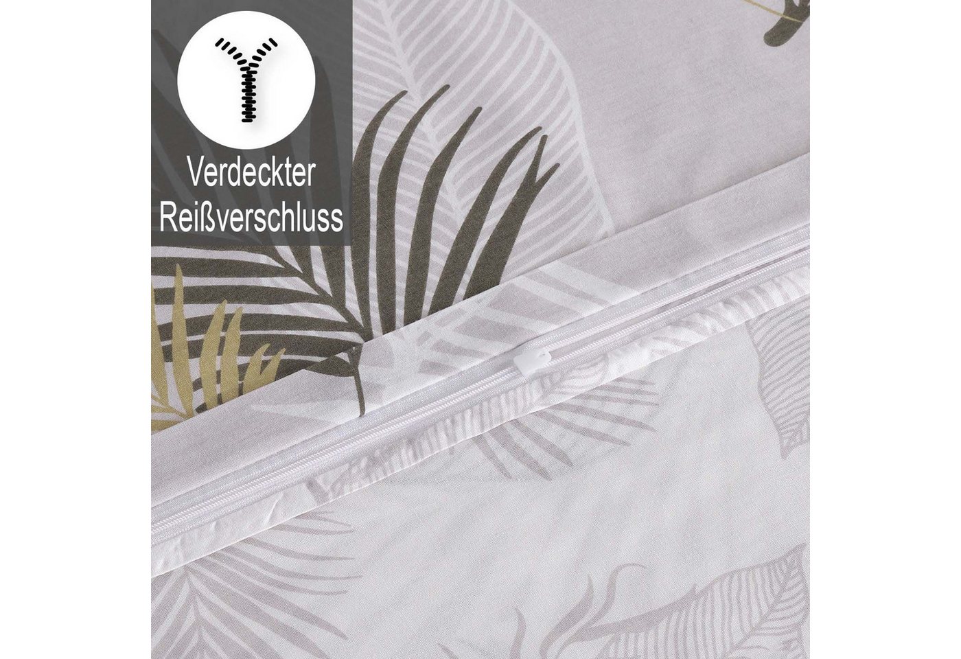 Buymax Bettwäsche Willow, Renforcé, 100% Baumwolle, Renforcé: 100% Baumwolle, 3 teilig, Premium 100% Baumwolle Bettbezug-Set 200x200 cm mit Reißverschluss – Bild 4 von 5