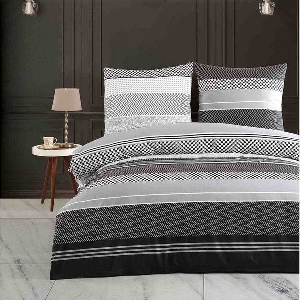 Buymax Bettwäsche Zigo, Renforcé, 3 teilig, Bettbezug-Set 200x200 cm 100% Baumwolle mit Reißverschluss, Streifen