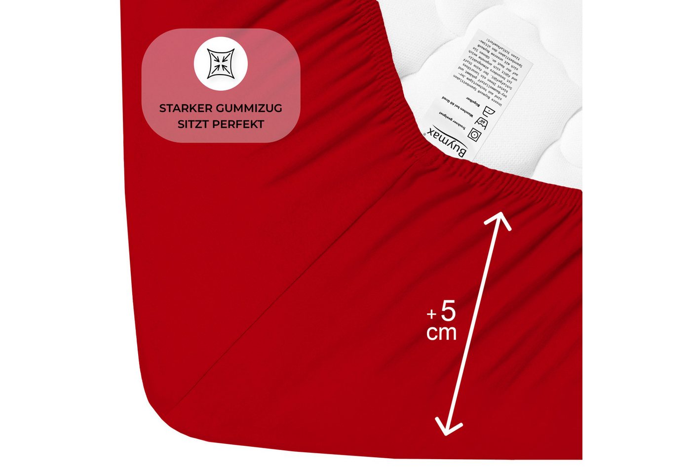 Buymax Spannbettlaken 2-er Set, Doppelpack, Bettlaken, Jersey 100% Baumwolle, Gummizug: rundum, (2 Stück), Pflegeleicht und Atmungsaktiv in Verschiedenen Farben – Bild 4 von 5