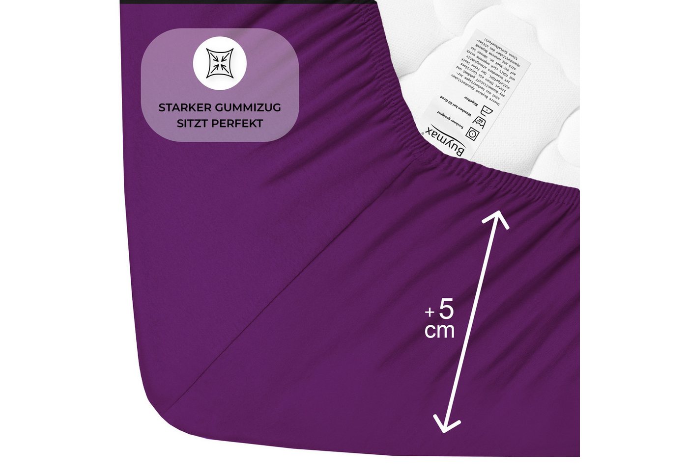 Buymax Spannbettlaken 2-er Set, Doppelpack, Bettlaken, Jersey 100% Baumwolle, Gummizug: rundum, (2 Stück), Pflegeleicht und Atmungsaktiv in Verschiedenen Farben – Bild 4 von 5