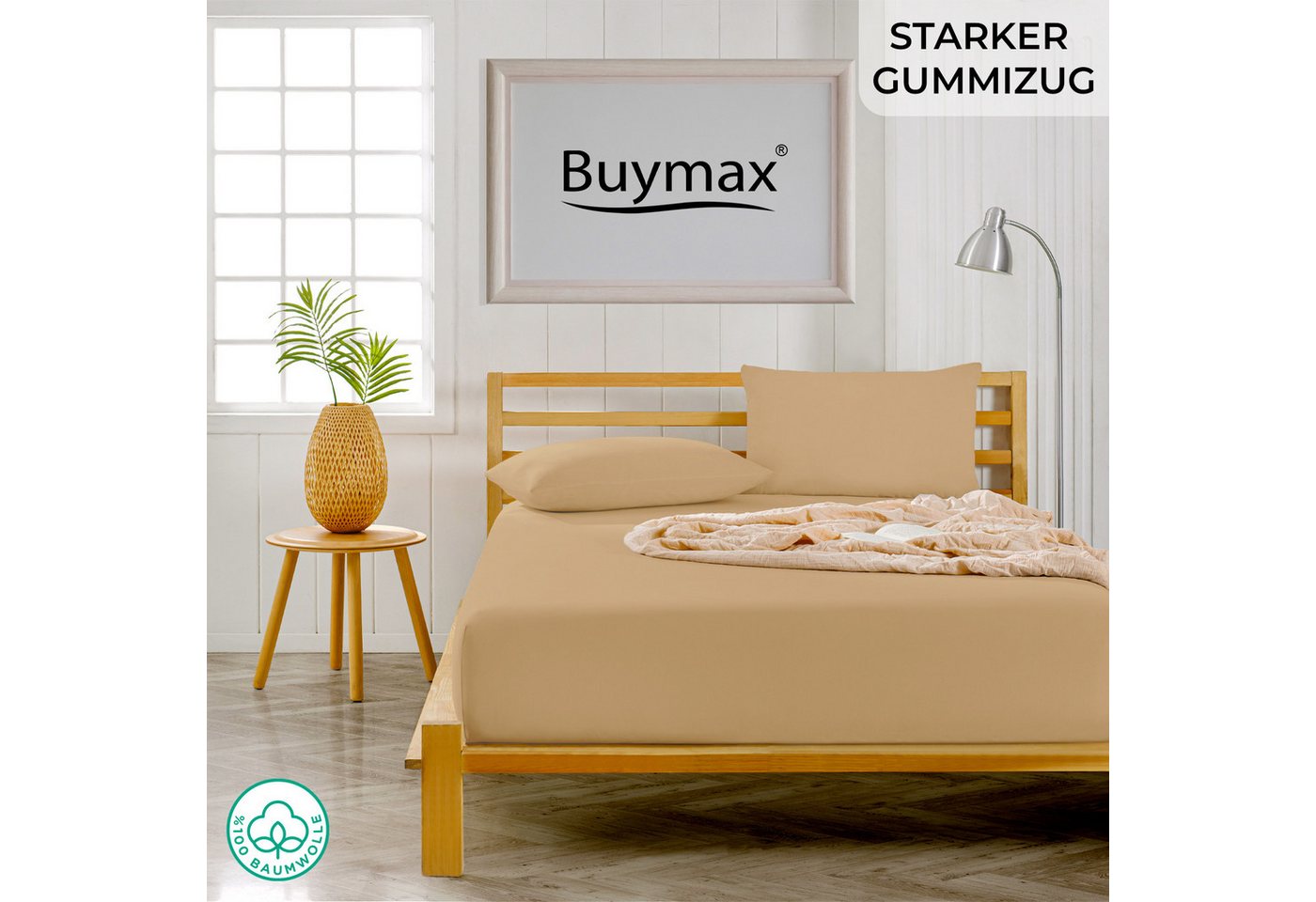 Buymax Spannbettlaken 2-er Set, Doppelpack, Bettlaken, Jersey 100% Baumwolle, Gummizug: rundum, (2 Stück), Pflegeleicht und Atmungsaktiv in Verschiedenen Farben – Bild 2 von 5