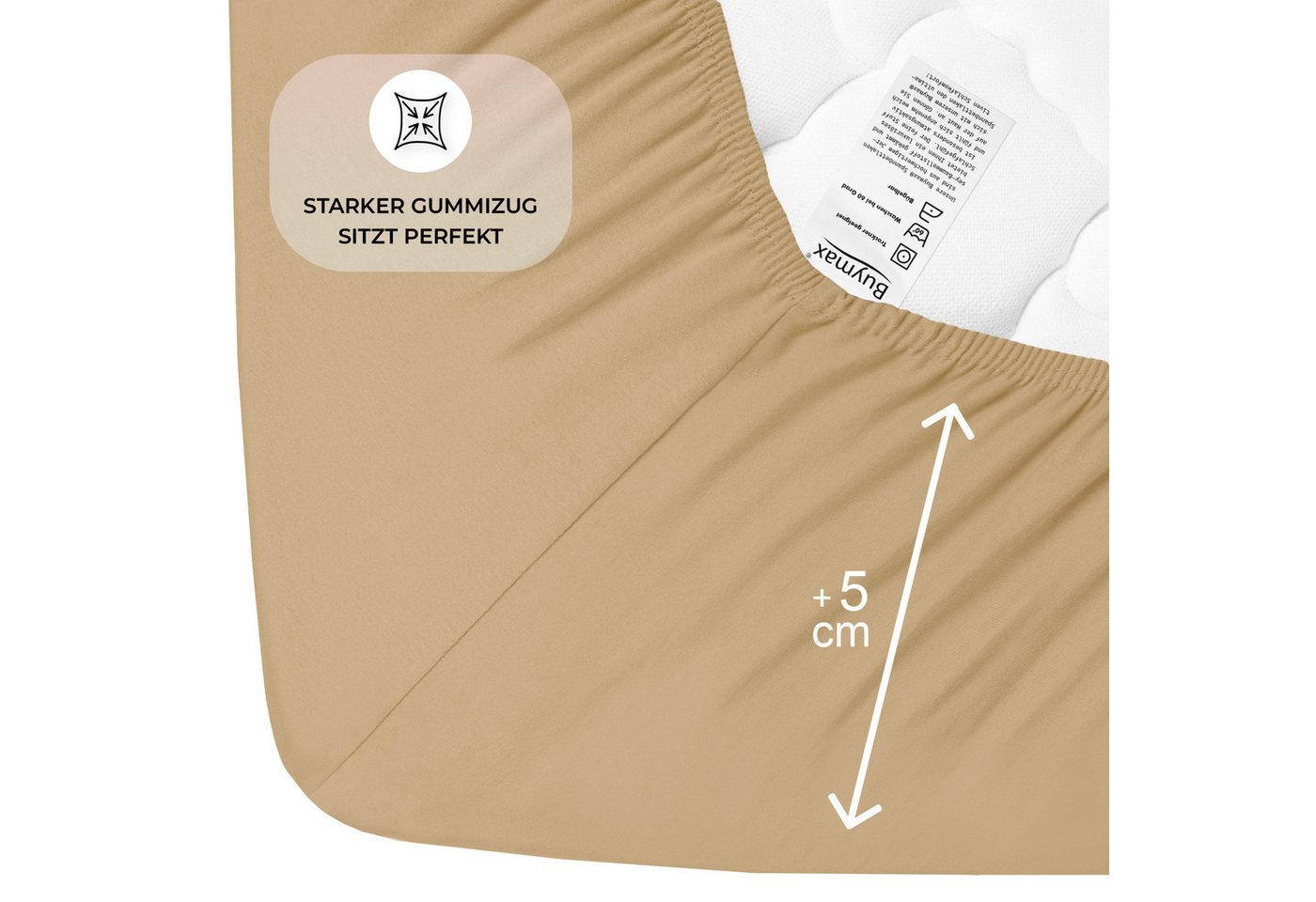 Buymax Spannbettlaken 2-er Set, Doppelpack, Bettlaken, Jersey 100% Baumwolle, Gummizug: rundum, (2 Stück), Pflegeleicht und Atmungsaktiv in Verschiedenen Farben – Bild 4 von 5