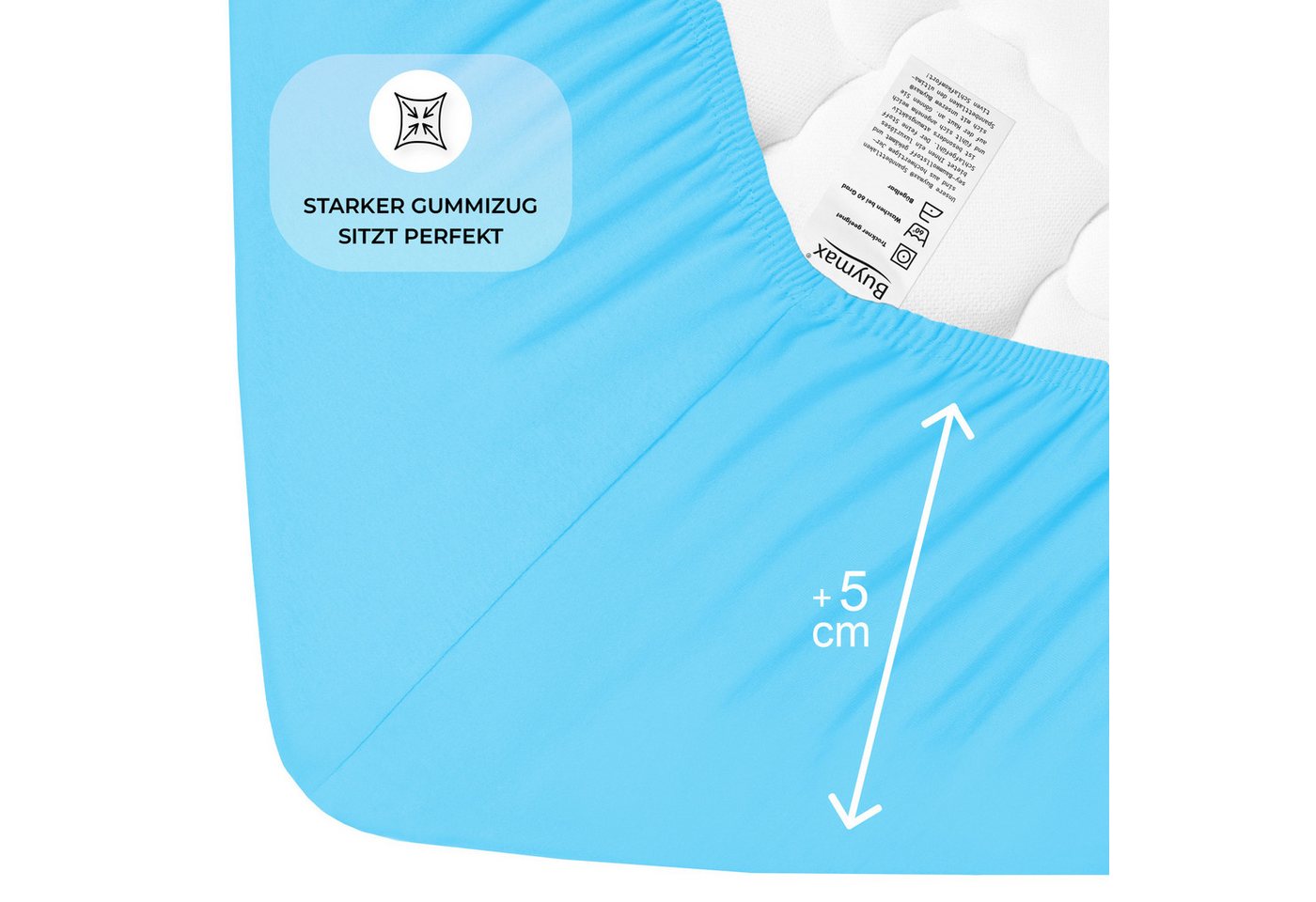 Buymax Spannbettlaken 2-er Set, Doppelpack, Bettlaken, Jersey 100% Baumwolle, Gummizug: rundum, (2 Stück), Pflegeleicht und Atmungsaktiv in Verschiedenen Farben – Bild 4 von 5