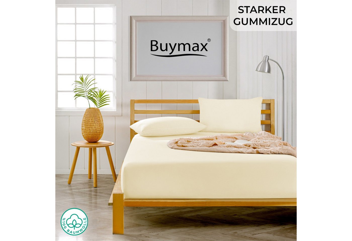 Buymax Spannbettlaken 2-er Set, Doppelpack, Bettlaken, Jersey 100% Baumwolle, Gummizug: rundum, (2 Stück), Pflegeleicht und Atmungsaktiv in Verschiedenen Farben – Bild 2 von 5