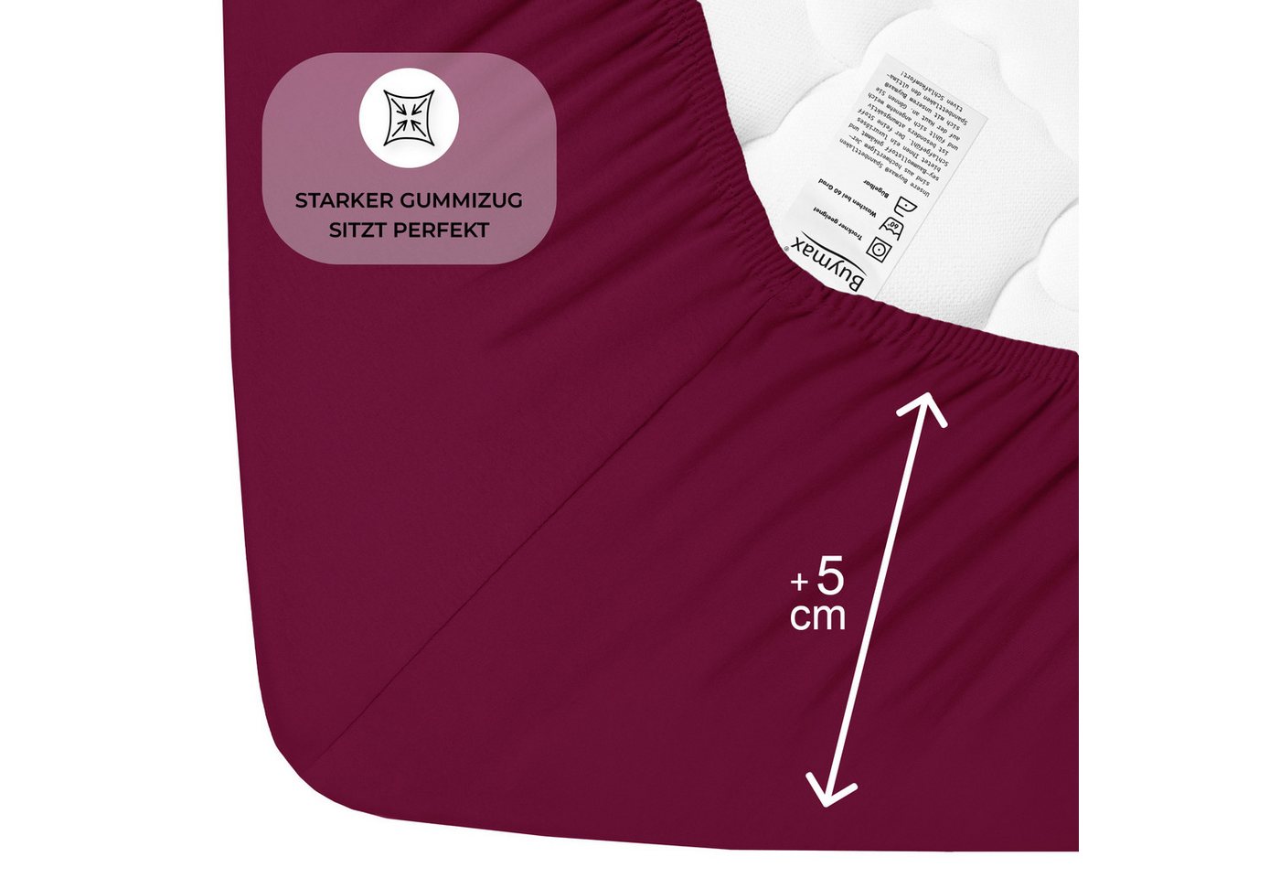 Buymax Spannbettlaken 2-er Set, Doppelpack, Bettlaken, Jersey 100% Baumwolle, Gummizug: rundum, (2 Stück), Pflegeleicht und Atmungsaktiv in Verschiedenen Farben – Bild 4 von 5