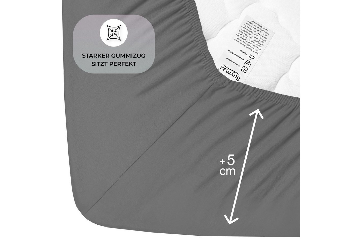 Buymax Spannbettlaken 2-er Set, Doppelpack, Bettlaken, Jersey 100% Baumwolle, Gummizug: rundum, (2 Stück), Pflegeleicht und Atmungsaktiv in Verschiedenen Farben – Bild 4 von 5