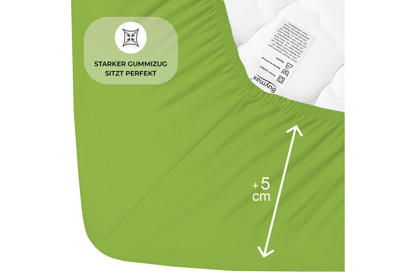 Buymax Spannbettlaken 2-er Set, Doppelpack, Bettlaken, Jersey 100% Baumwolle, Gummizug: rundum, (2 Stück), Pflegeleicht und Atmungsaktiv in Verschiedenen Farben – Bild 4 von 5