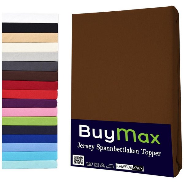 Buymax Spannbettlaken Topper, Spannbetttuch für Topper bis 12 cm Höhe, 100% Baumwolle Jersey, Jersey, Gummizug: Rundumgummi, (1 Stück), Pflegeleicht und Atmungs