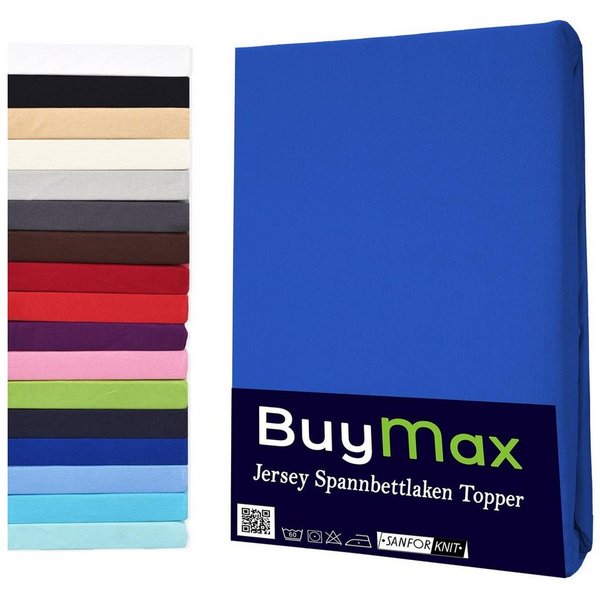 Buymax Spannbettlaken Topper, Spannbetttuch für Topper bis 12 cm Höhe, 100% Baumwolle Jersey, Jersey, Gummizug: Rundumgummi, (1 Stück), Pflegeleicht und Atmungs