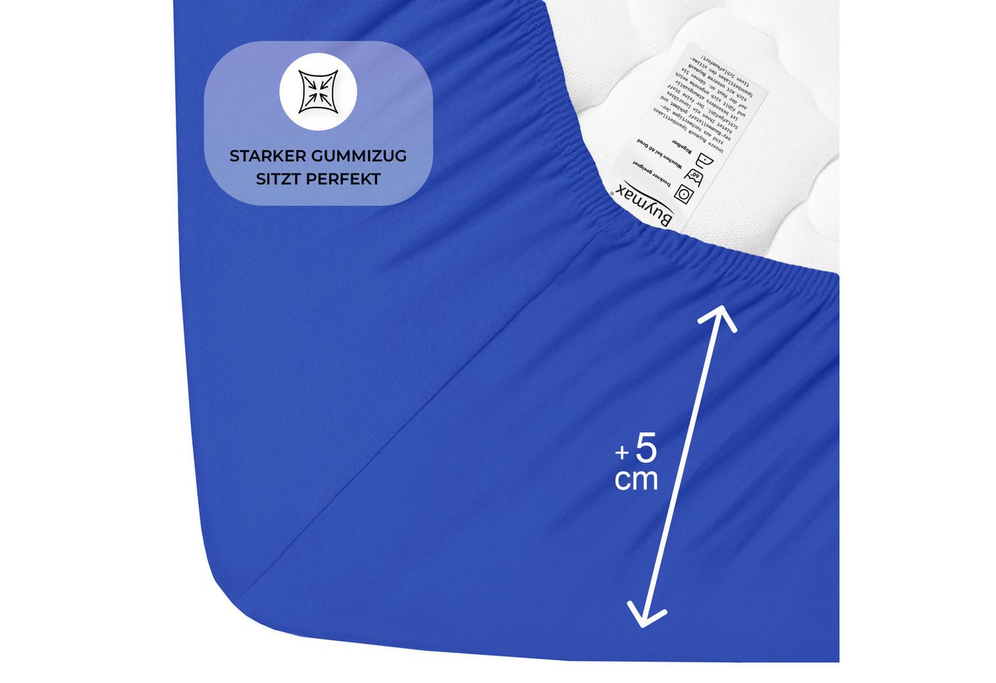 Buymax Spannbettlaken Topper, Spannbetttuch für Topper bis 12 cm Höhe, 100% Baumwolle Jersey, Jersey, Gummizug: Rundumgummi, (1 Stück), Pflegeleicht und Atmungs – Bild 4 von 5