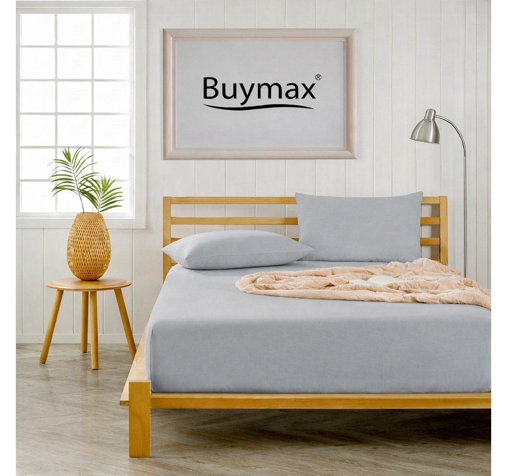 Buymax Spannbettlaken Topper, Spannbetttuch für Topper bis 12 cm Höhe, 100% Baumwolle Jersey, Jersey, Gummizug: Rundumgummi, (1 Stück), Pflegeleicht und Atmungs – Bild 2 von 5