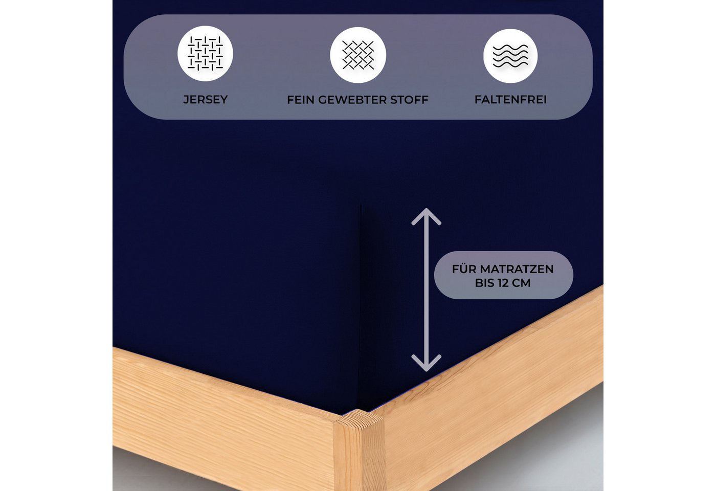 Buymax Spannbettlaken Topper, Spannbetttuch für Topper bis 12 cm Höhe, 100% Baumwolle Jersey, Jersey, Gummizug: Rundumgummi, (1 Stück), Pflegeleicht und Atmungs – Bild 3 von 5