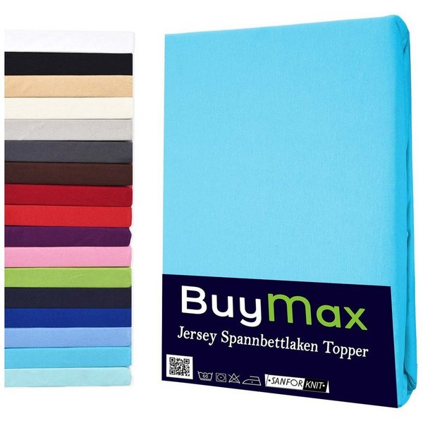 Buymax Spannbettlaken Topper, Spannbetttuch für Topper bis 12 cm Höhe, 100% Baumwolle Jersey, Jersey, Gummizug: Rundumgummi, (1 Stück), Pflegeleicht und Atmungs
