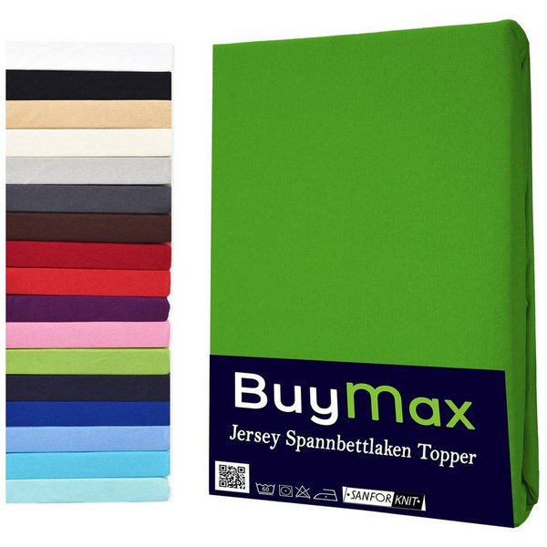Buymax Spannbettlaken Topper, Spannbetttuch für Topper bis 12 cm Höhe, 100% Baumwolle Jersey, Jersey, Gummizug: Rundumgummi, (1 Stück), Pflegeleicht und Atmungs