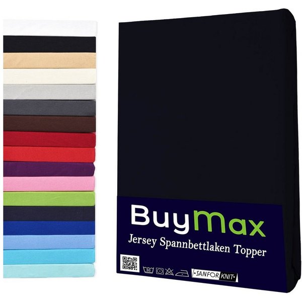 Buymax Spannbettlaken Topper, Spannbetttuch für Topper bis 12 cm Höhe, 100% Baumwolle Jersey, Jersey, Gummizug: Rundumgummi, (1 Stück), Pflegeleicht und Atmungs